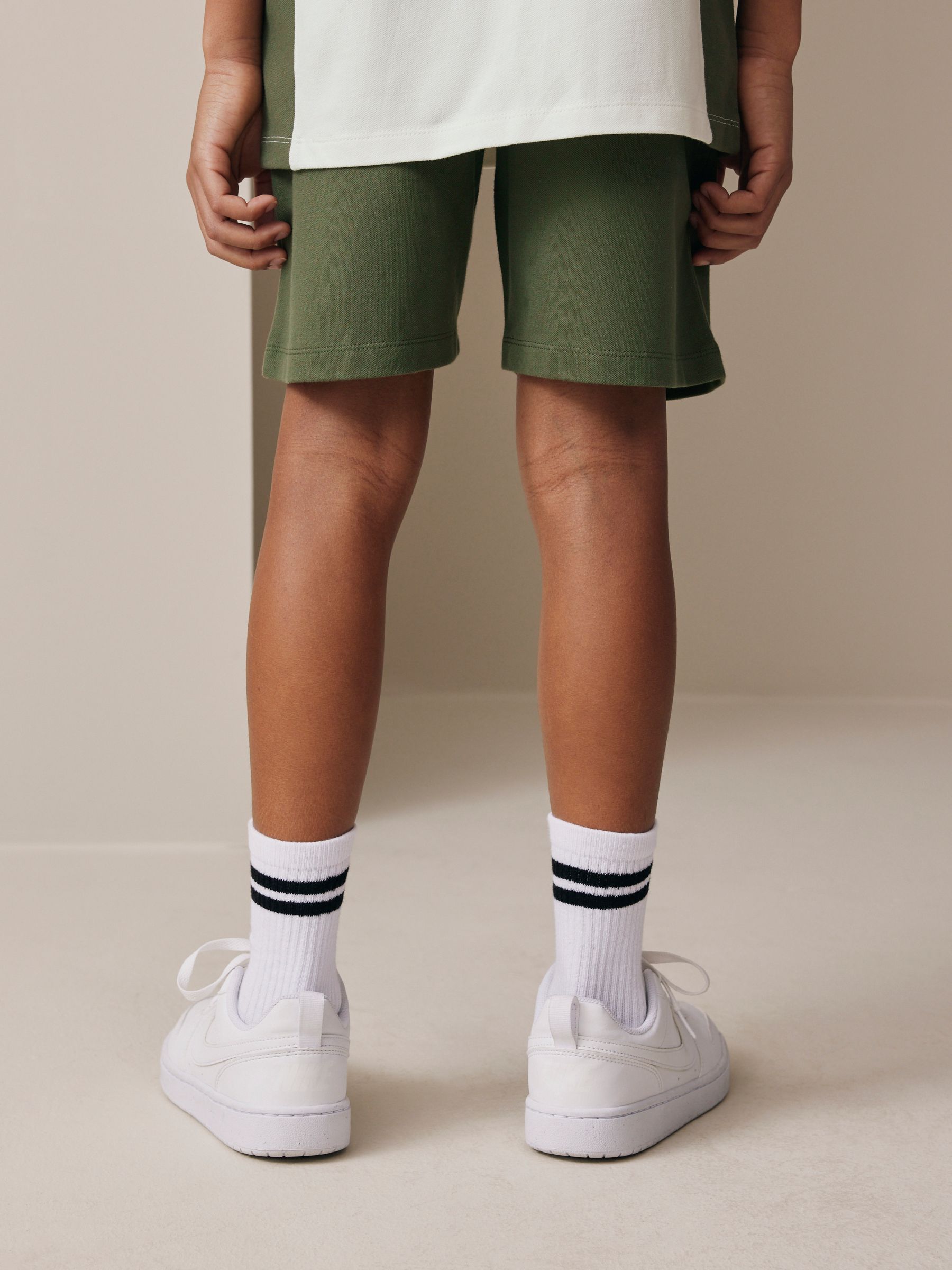Dsiney Kidz - Green/Ecru Colourblock Short Sleeve Polo Shirt and Shorts Set (3-16yrs) image 4