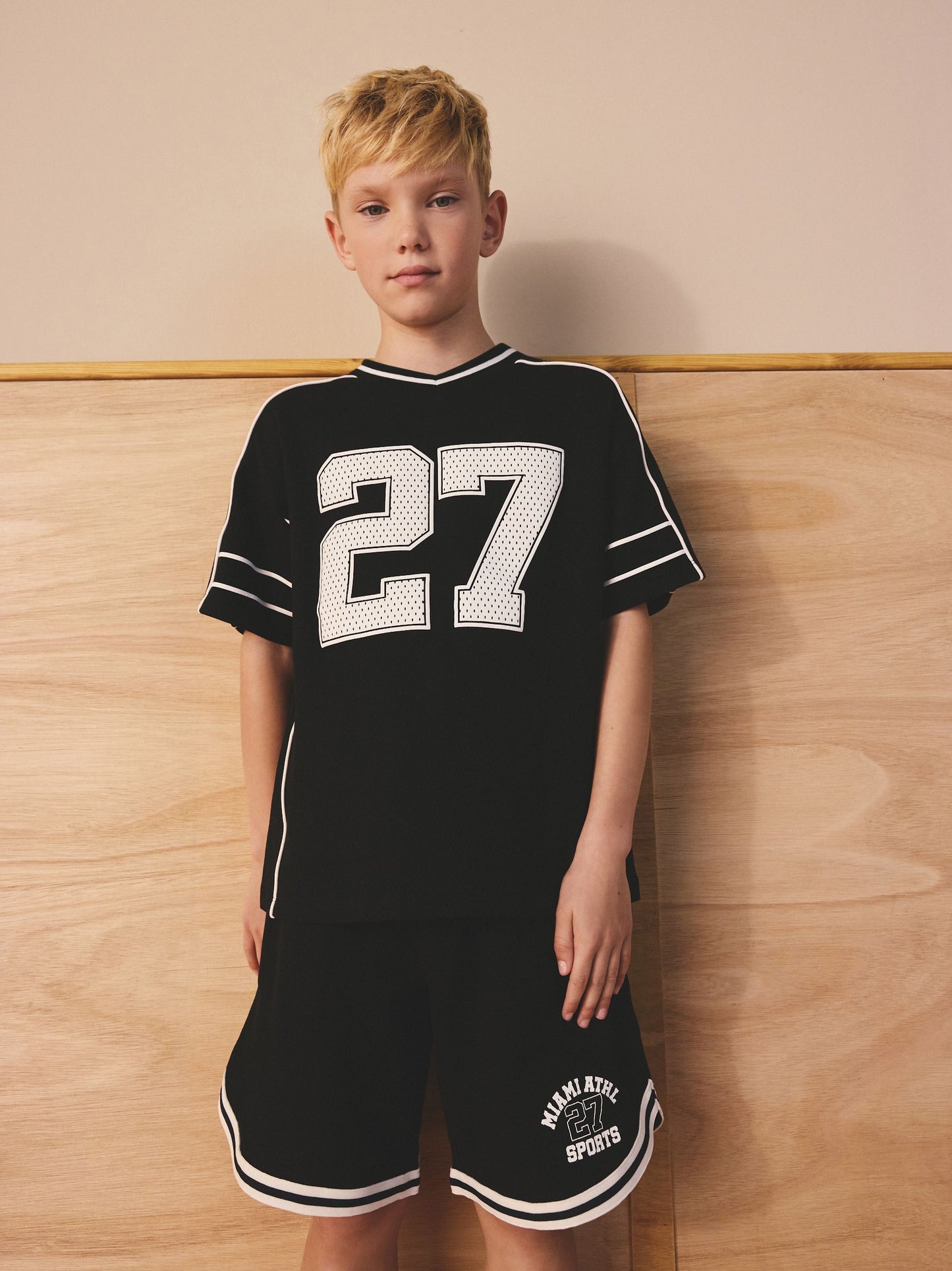 Dsiney Kidz - Black Varsity T-Shirt and Shorts Set (3-16yrs) image 1