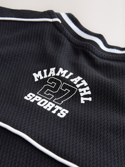 Dsiney Kidz - Black Varsity T-Shirt and Shorts Set (3-16yrs) image 10