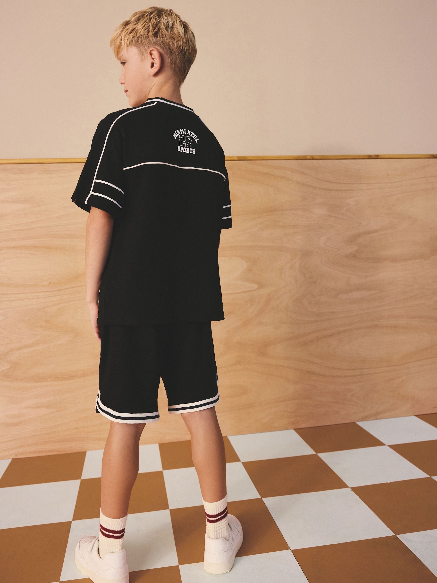 Dsiney Kidz - Black Varsity T-Shirt and Shorts Set (3-16yrs) image 3