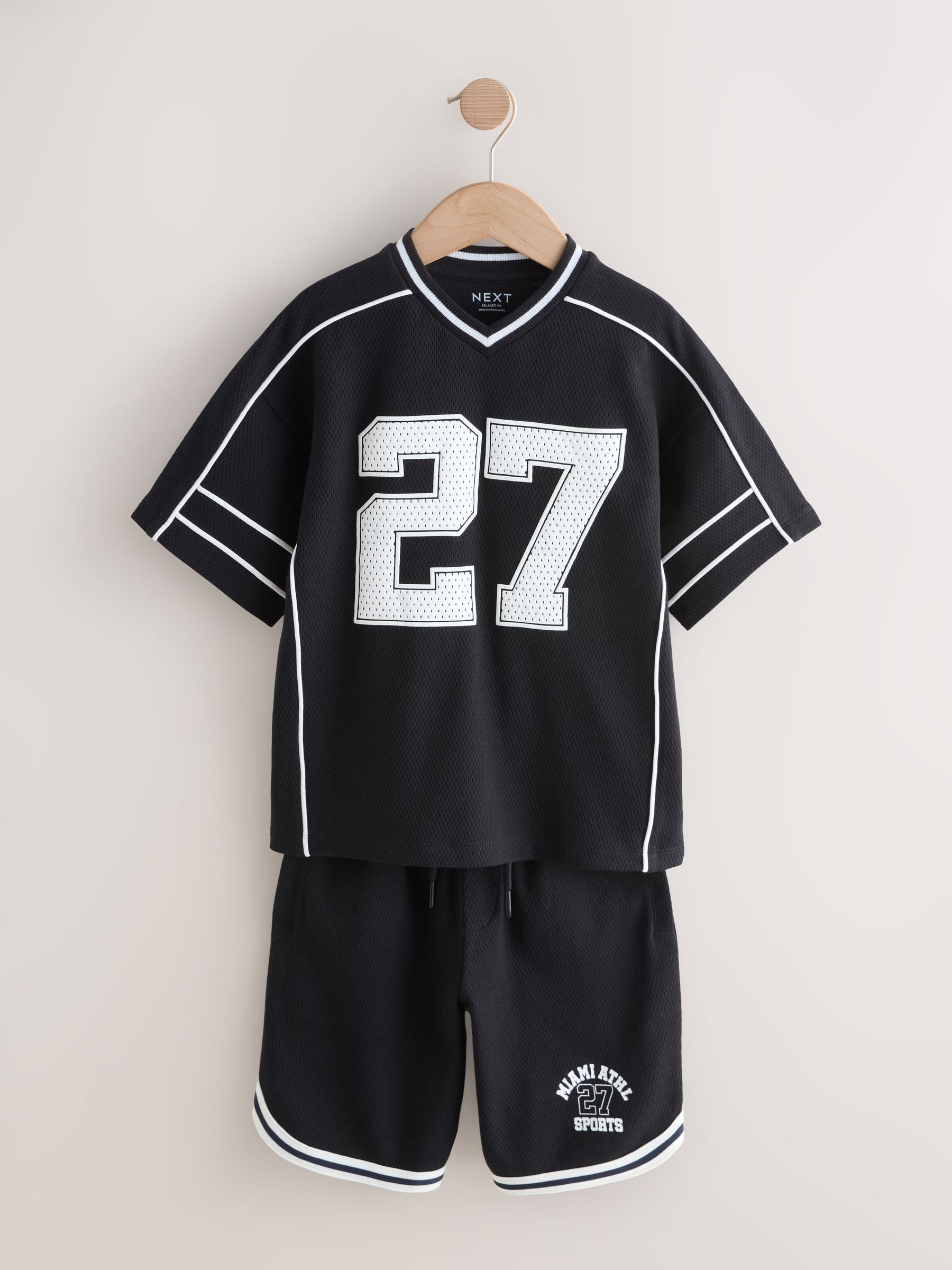 Dsiney Kidz - Black Varsity T-Shirt and Shorts Set (3-16yrs) image 5