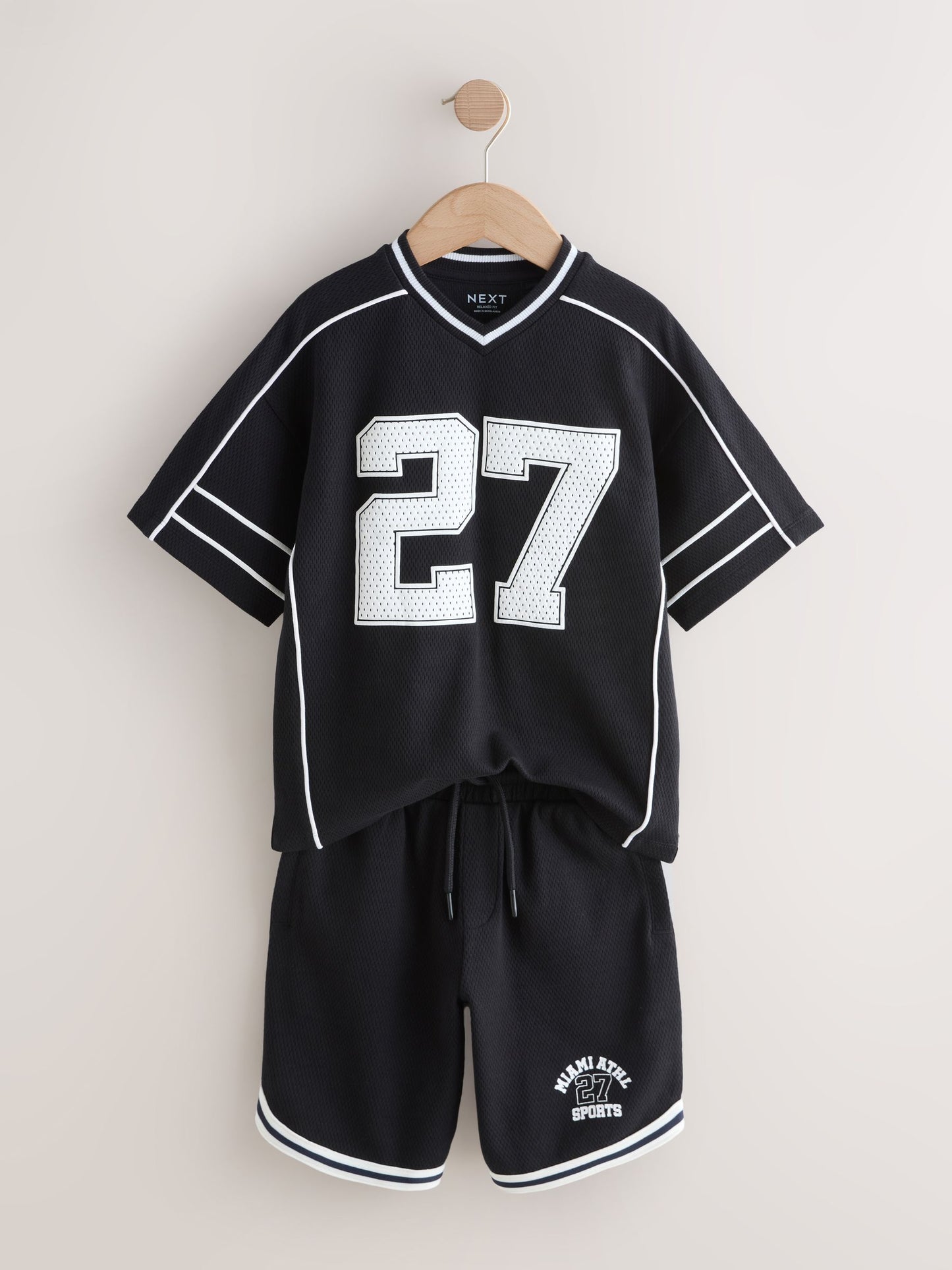 Dsiney Kidz - Black Varsity T-Shirt and Shorts Set (3-16yrs) image 6