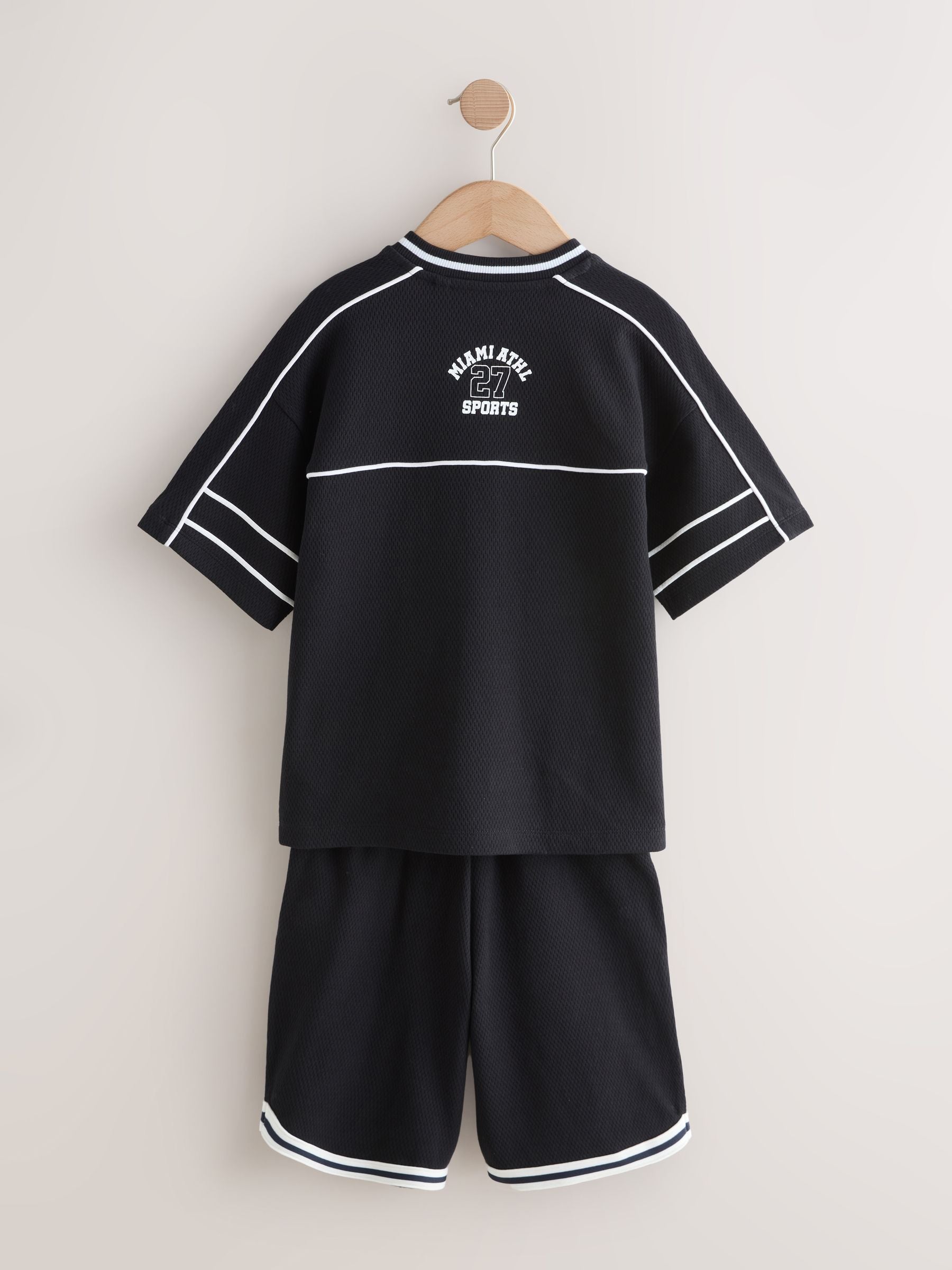 Dsiney Kidz - Black Varsity T-Shirt and Shorts Set (3-16yrs) image 7