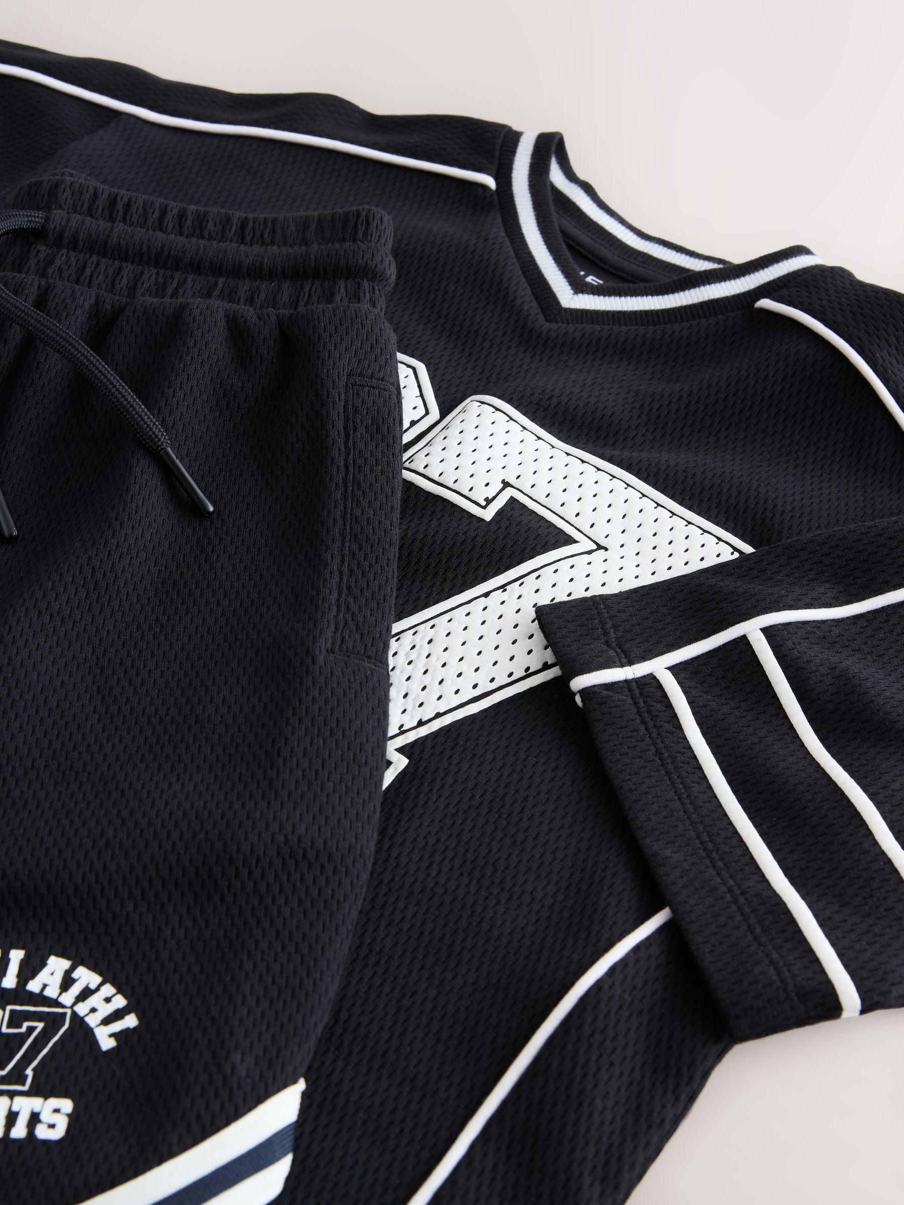 Dsiney Kidz - Black Varsity T-Shirt and Shorts Set (3-16yrs) image 9