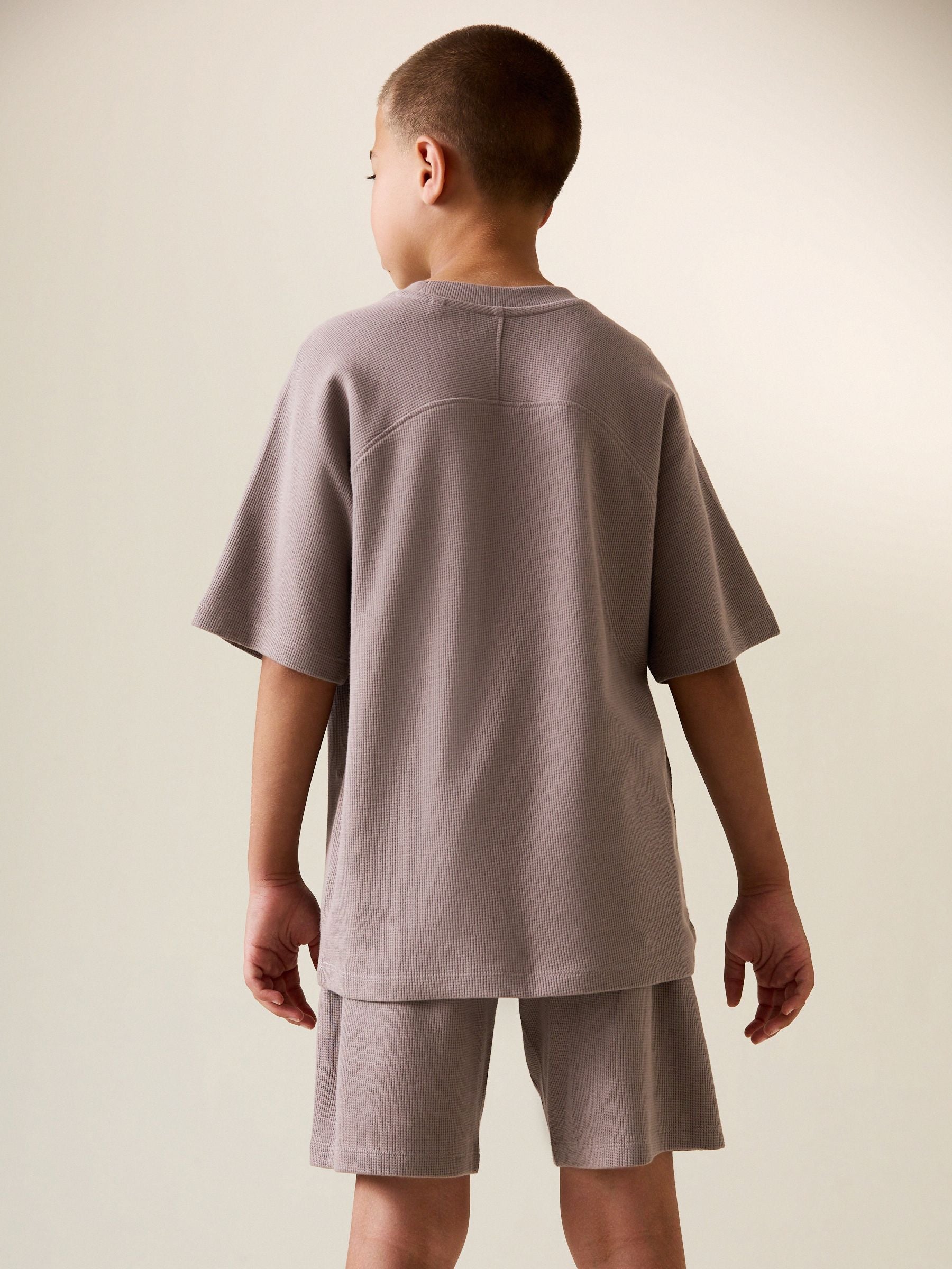 Dsiney Kidz - Mink Brown Textured Short Sleeve T-Shirt and Shorts Set (3-16yrs) image 3