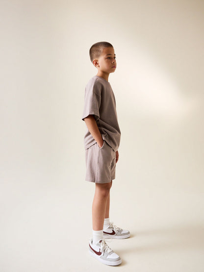 Dsiney Kidz - Mink Brown Textured Short Sleeve T-Shirt and Shorts Set (3-16yrs) image 4