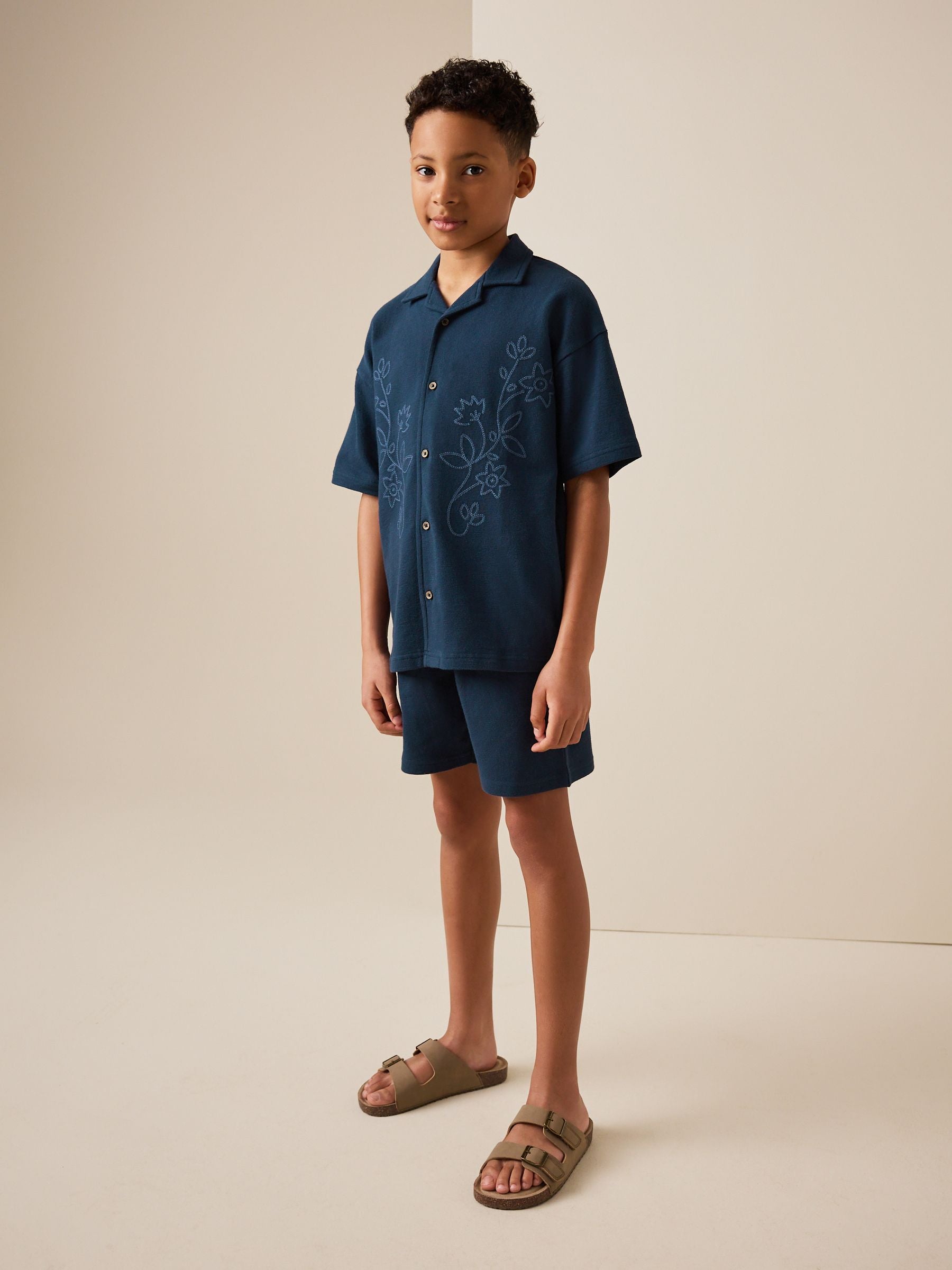 Dsiney Kidz - Navy Revere Button Through Shirt and Shorts Set (3-16yrs) image 3