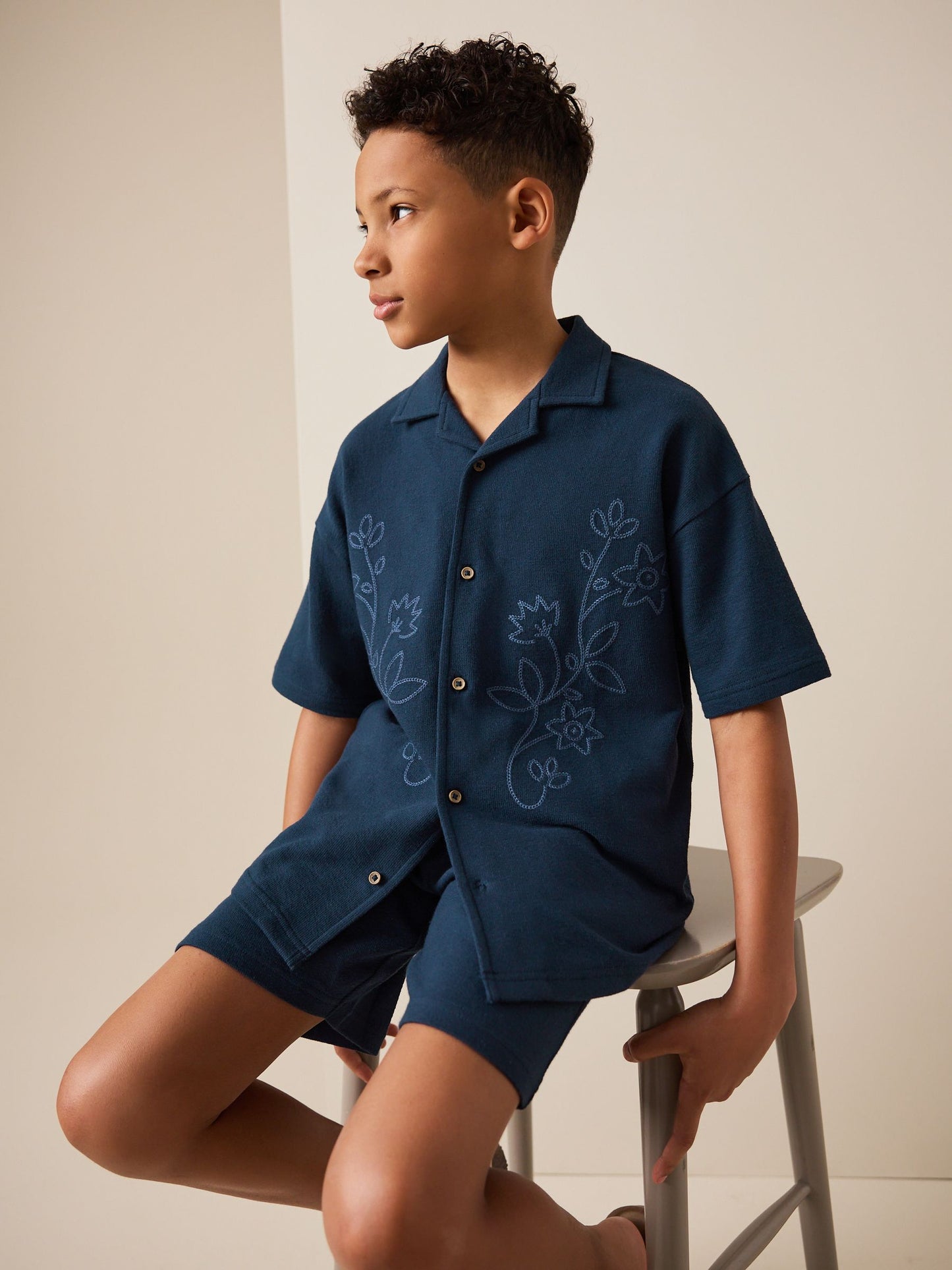 Dsiney Kidz - Navy Revere Button Through Shirt and Shorts Set (3-16yrs) image 4