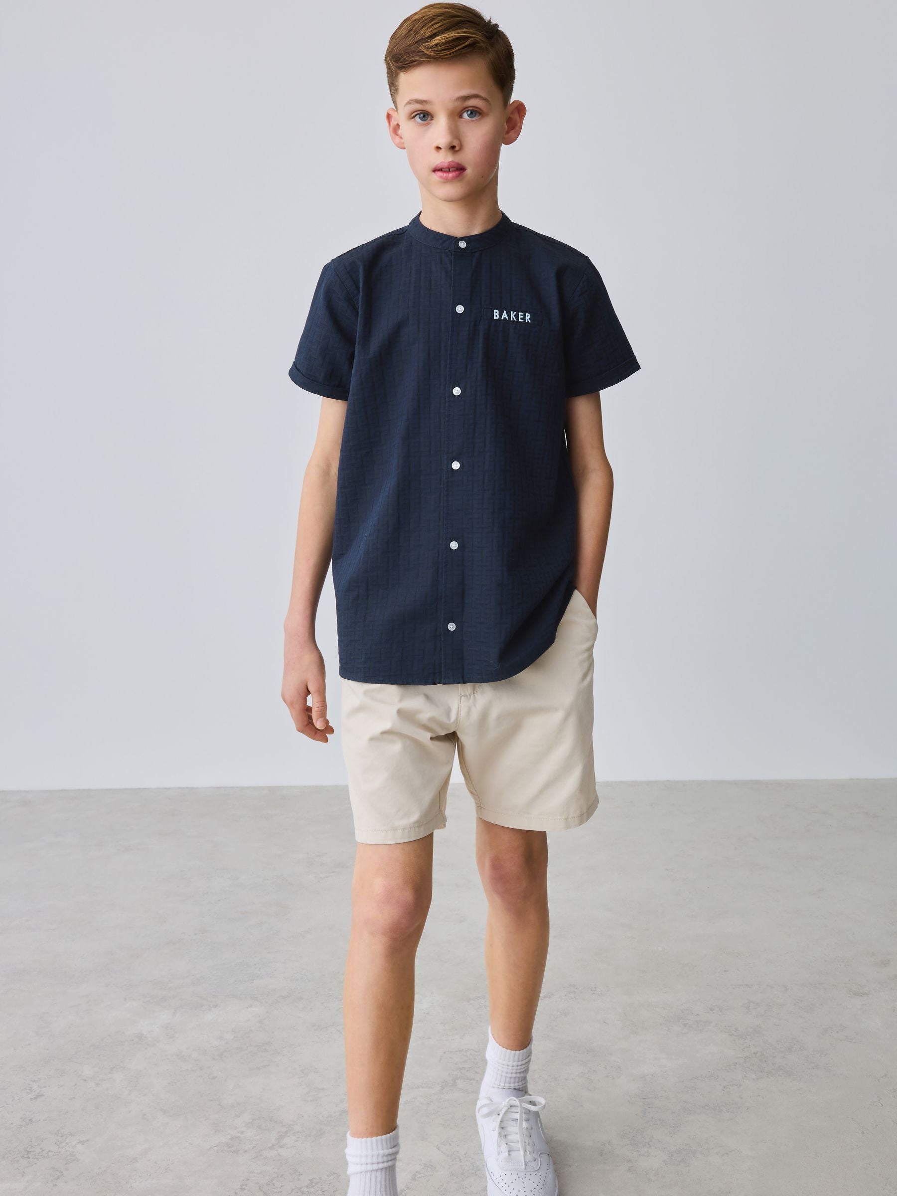 Baker by Ted Baker Grandad Collar Shirt image 4