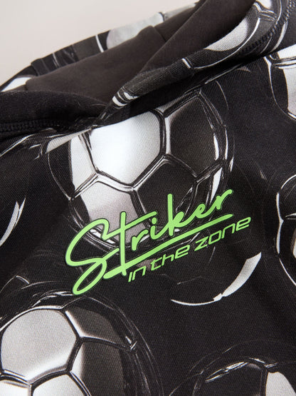 Black Football Print Older Boys Graphic Print Hoodie (3-16yrs)