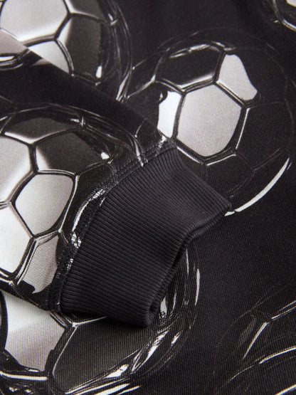 Black Football Print Older Boys Graphic Print Hoodie (3-16yrs)