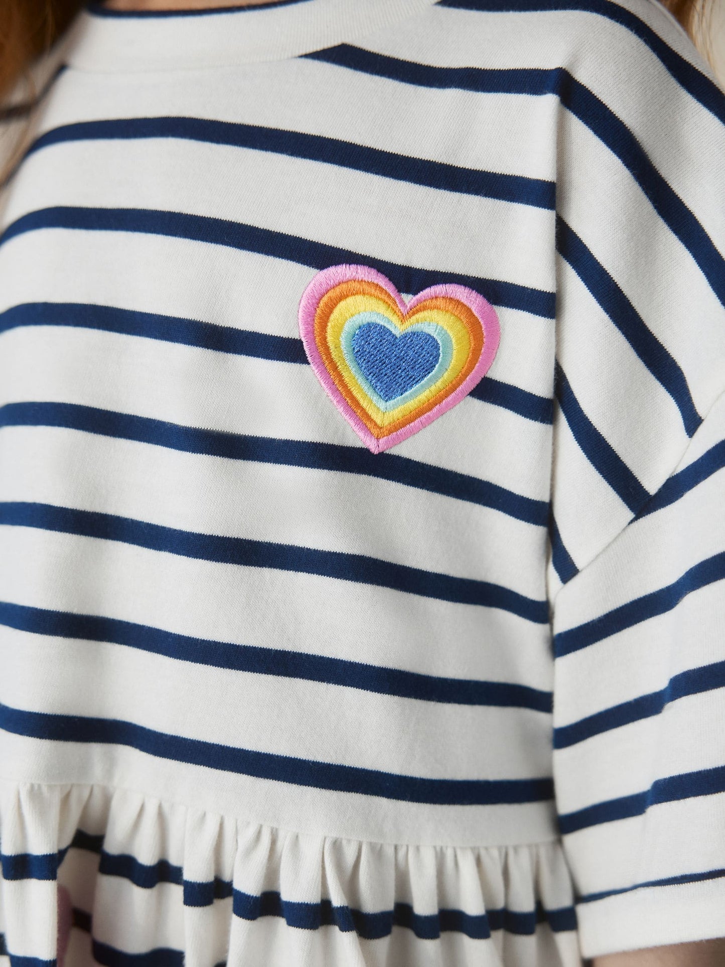 Little Bird by Jools Oliver Stripe & Rainbow Heart Appliqué Cotton Jersey Dress image 8