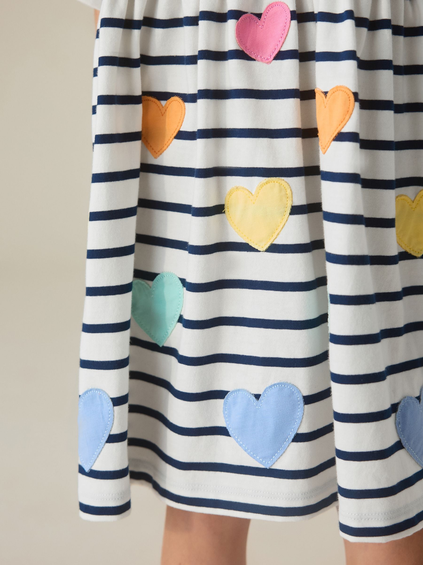 Little Bird by Jools Oliver Stripe & Rainbow Heart Appliqué Cotton Jersey Dress image 9