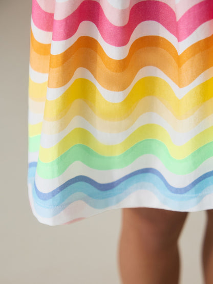 Little Bird by Jools Oliver Pastel Rainbow Wave Print Strappy Summer Dress image 5