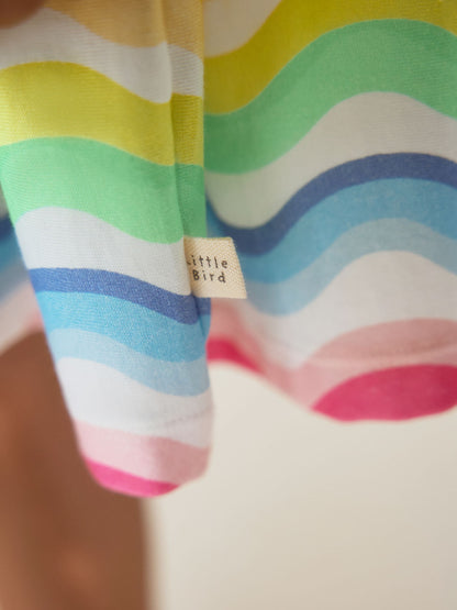 Little Bird by Jools Oliver Pastel Rainbow Wave Print Strappy Summer Dress image 6
