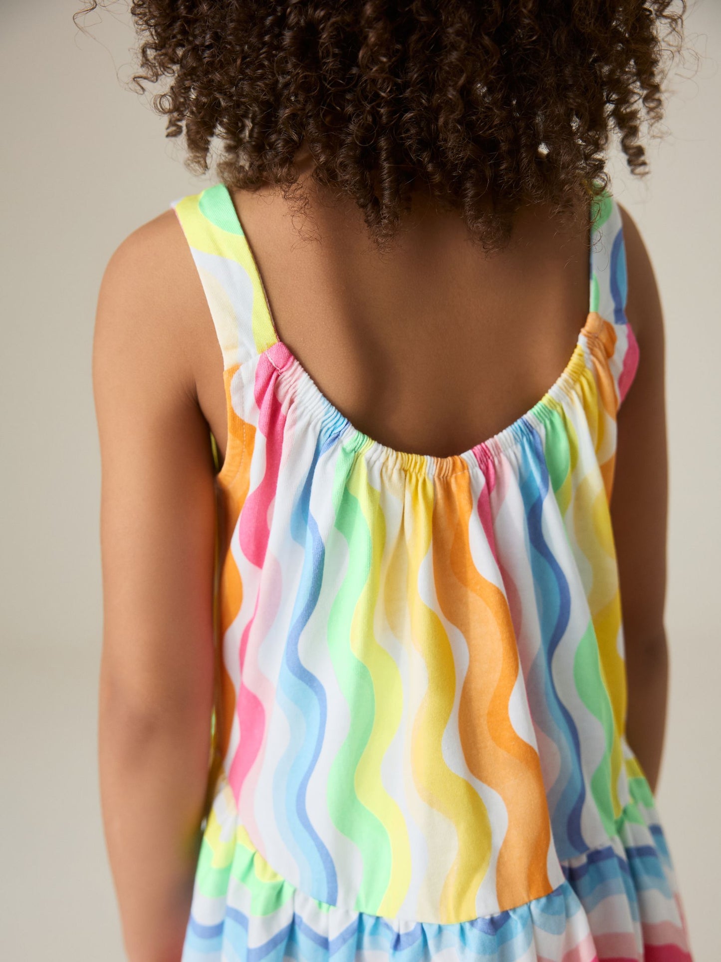 Little Bird by Jools Oliver Pastel Rainbow Wave Print Strappy Summer Dress image 7