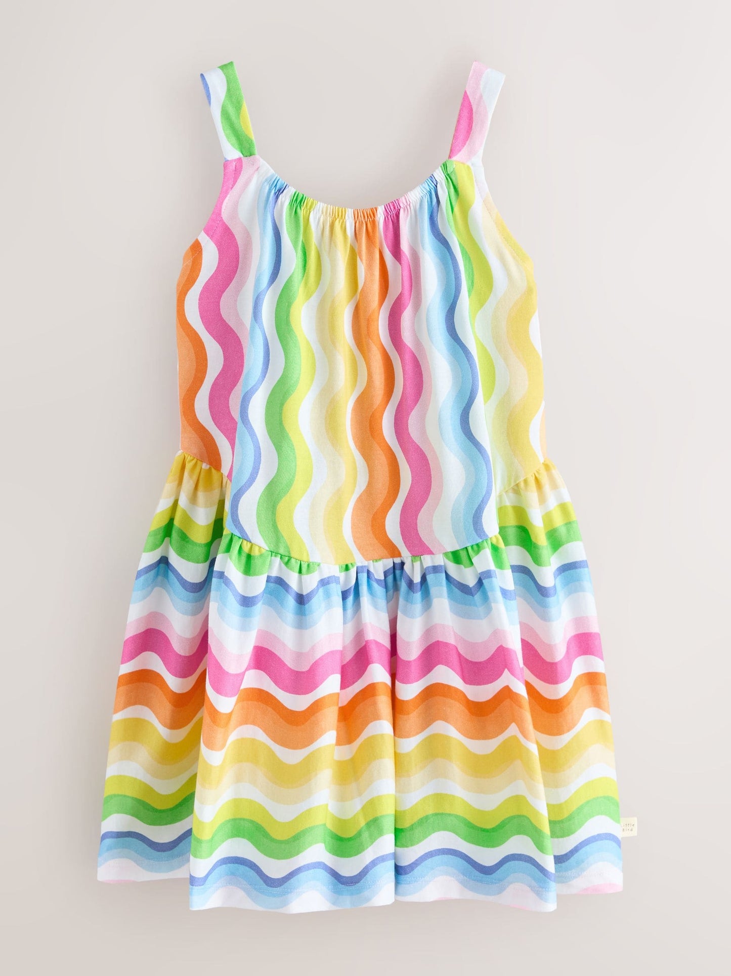 Little Bird by Jools Oliver Pastel Rainbow Wave Print Strappy Summer Dress image 8