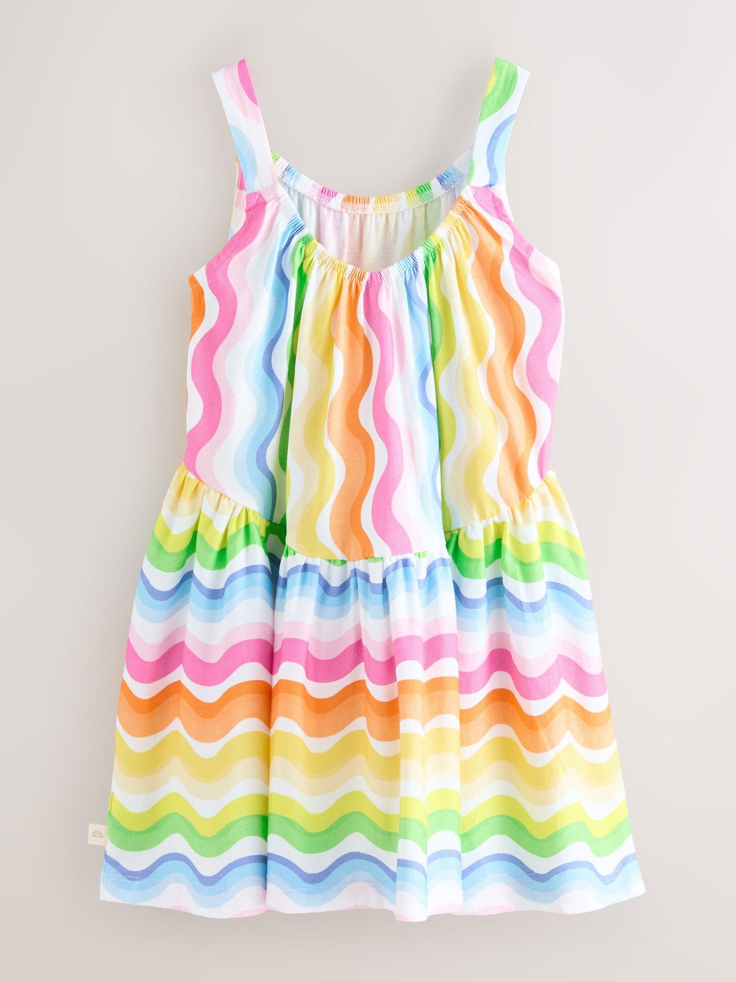 Little Bird by Jools Oliver Pastel Rainbow Wave Print Strappy Summer Dress image 9