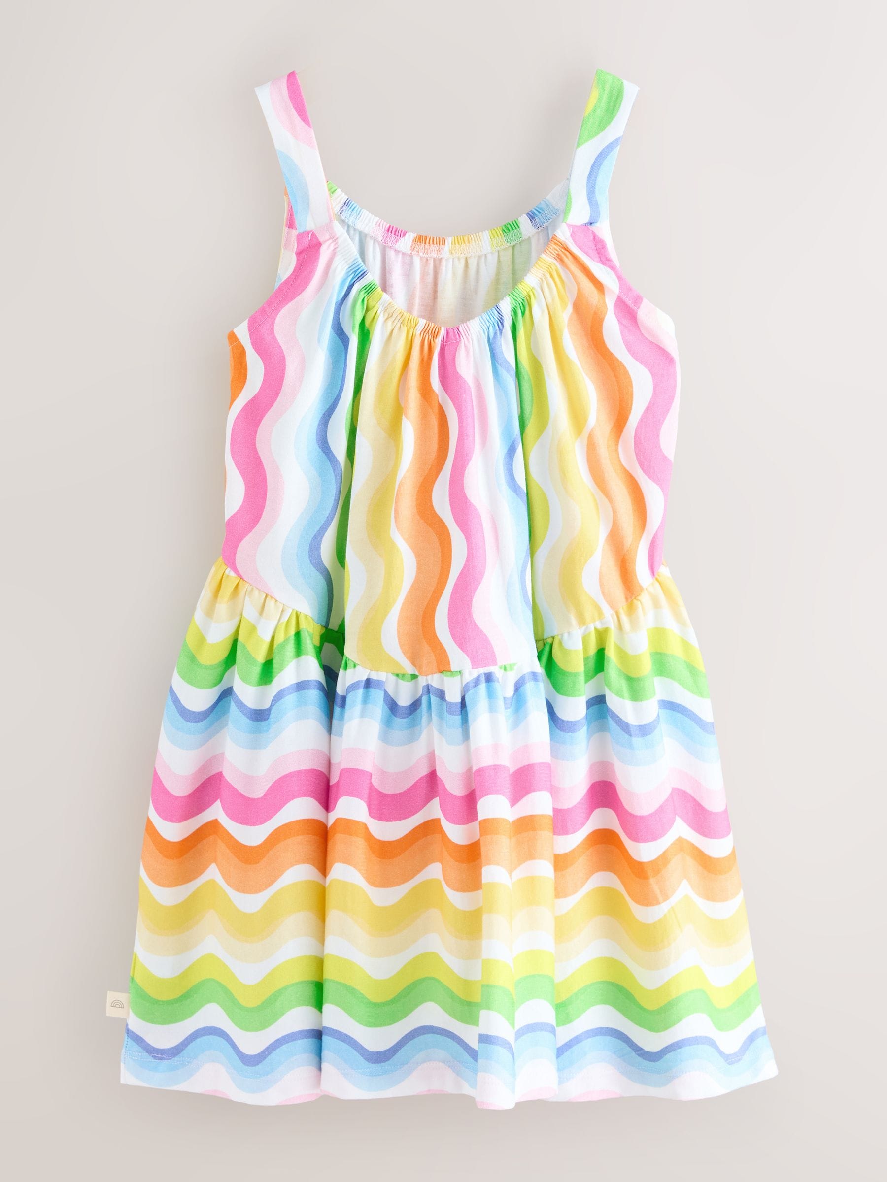 Little Bird by Jools Oliver Pastel Rainbow Wave Print Strappy Summer Dress image 9