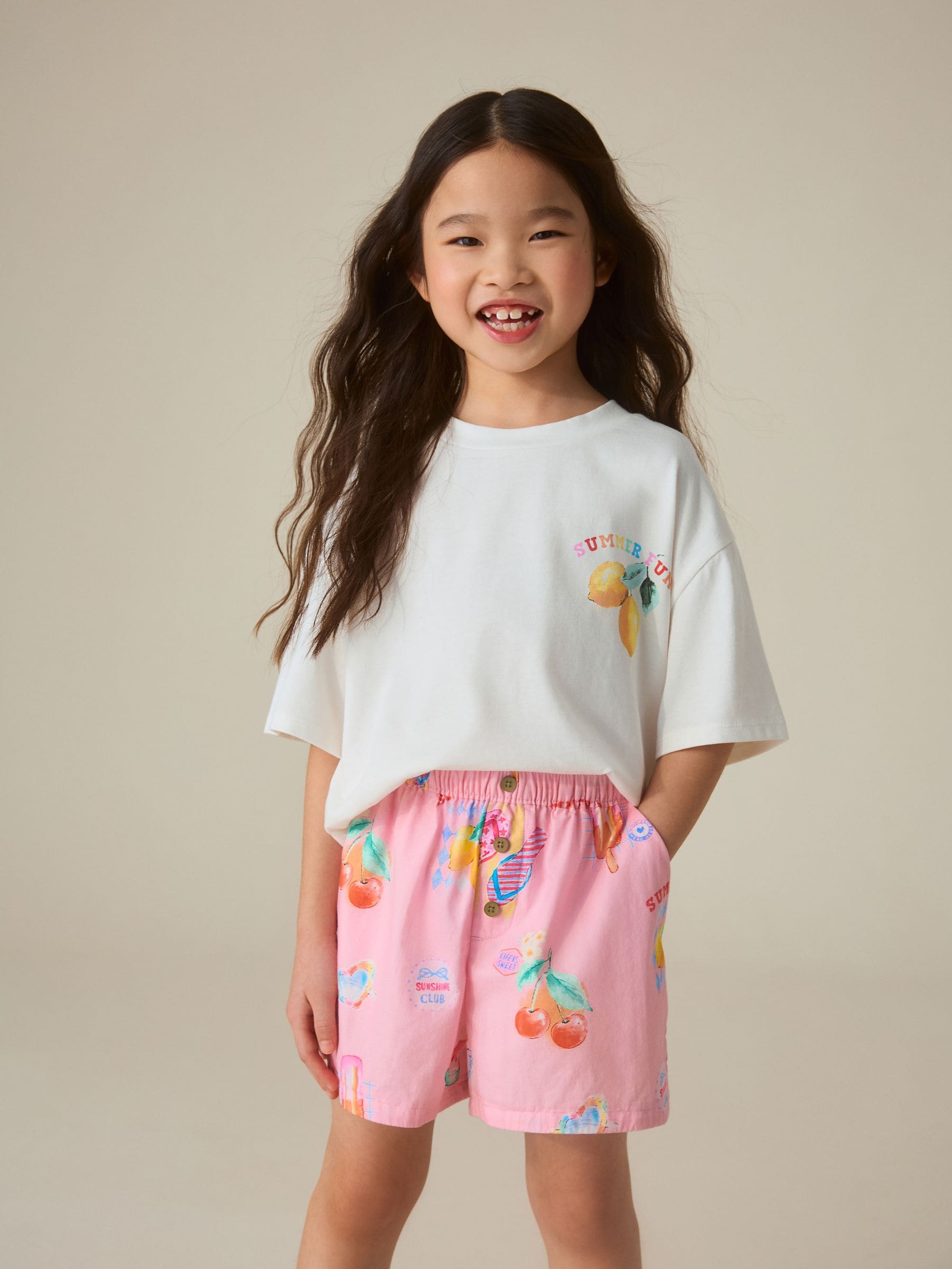 Little Bird by Jools Oliver Summer Rainbow Cotton Boxy T-Shirt and Shorts Set image 3