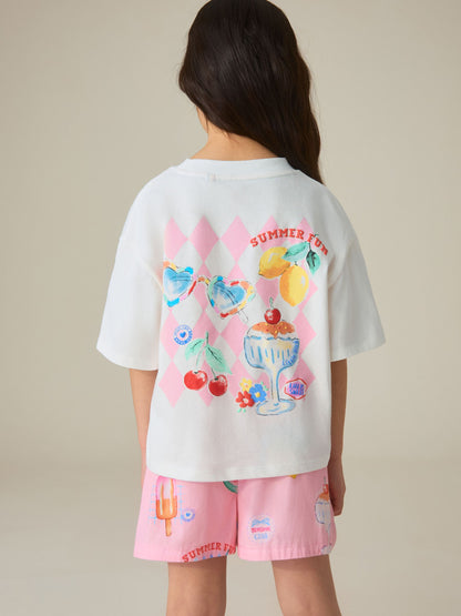 Little Bird by Jools Oliver Summer Rainbow Cotton Boxy T-Shirt and Shorts Set image 7