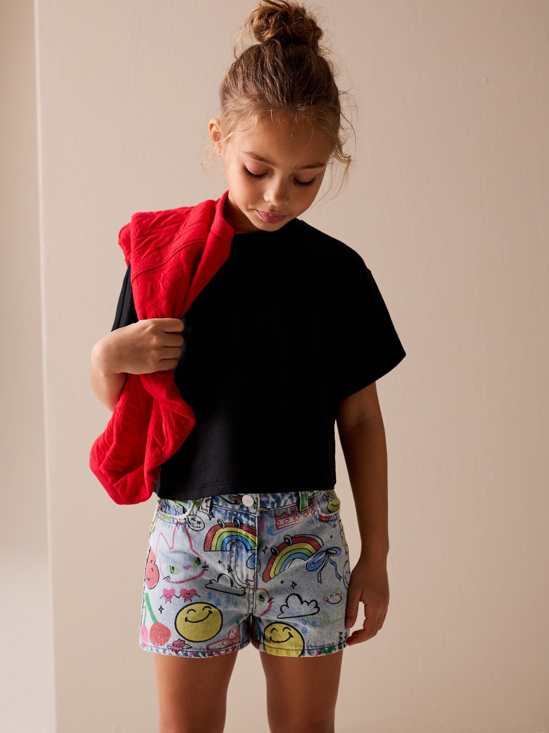 Dsiney Kidz - Mid Blue SmileyWorld® Graffiti Print Denim Shorts (3-16yrs) image 3