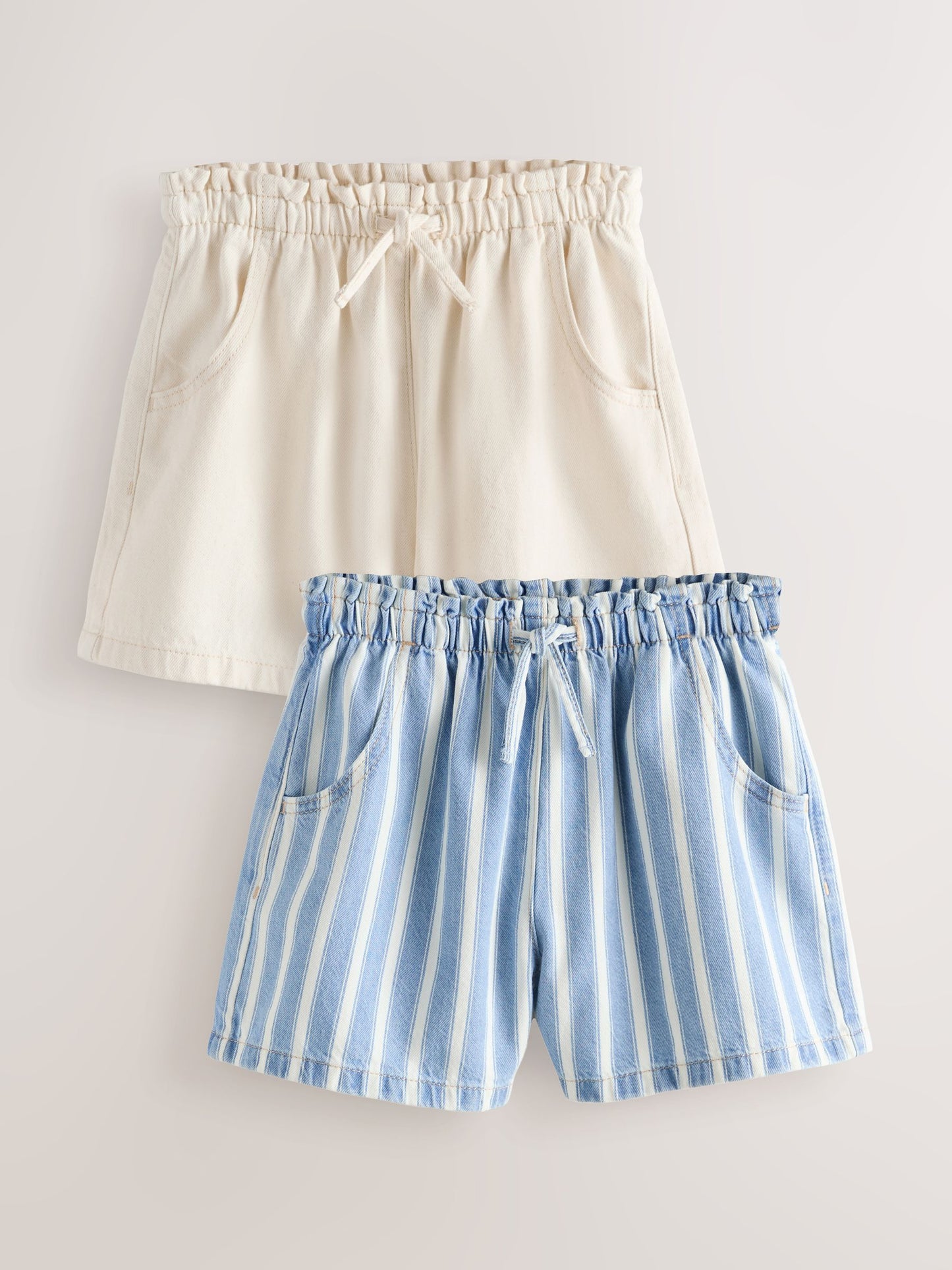 Dsiney Kidz - Blue/ White Stripe & Ecru Denim Shorts 2 Pack (3-16yrs) image 1