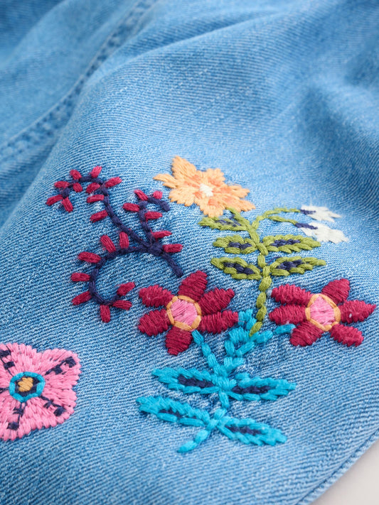 Embroidered Denim Dungarees and Long Sleeve Bodysuit Set 2 Piece (0mths-3yrs) image 3