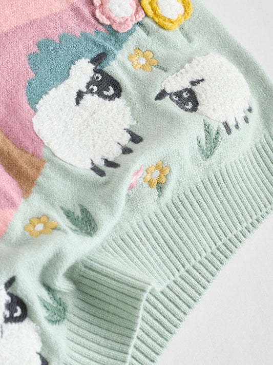 Pink Sheep Scene Baby Knitted Jumper and Leggings Set 2 Piece (0mths-2yrs) image 3