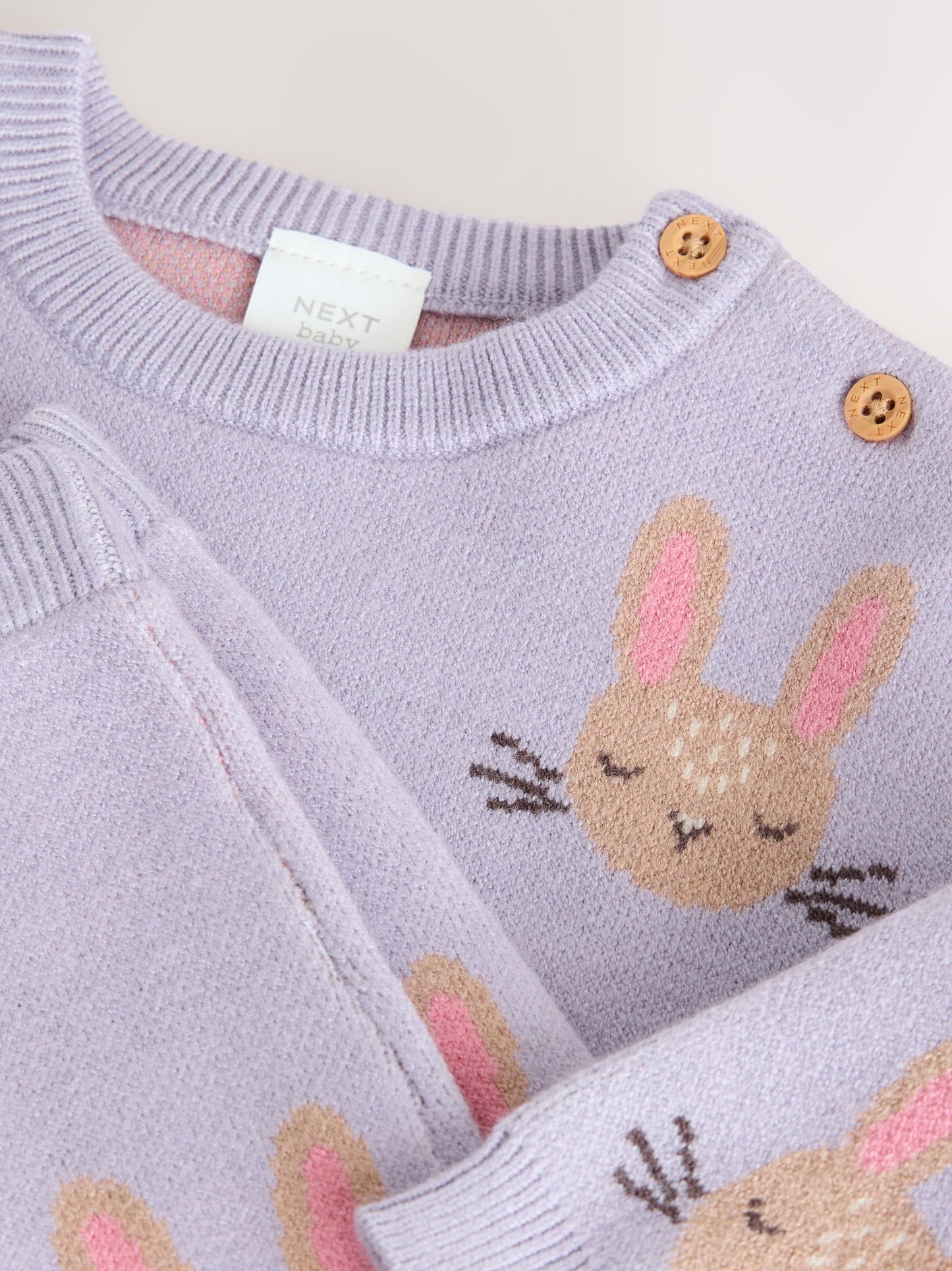 Purple Rabbit Baby Knitted Jumper and Leggings Set 2 Piece (0mths-2yrs) image 4