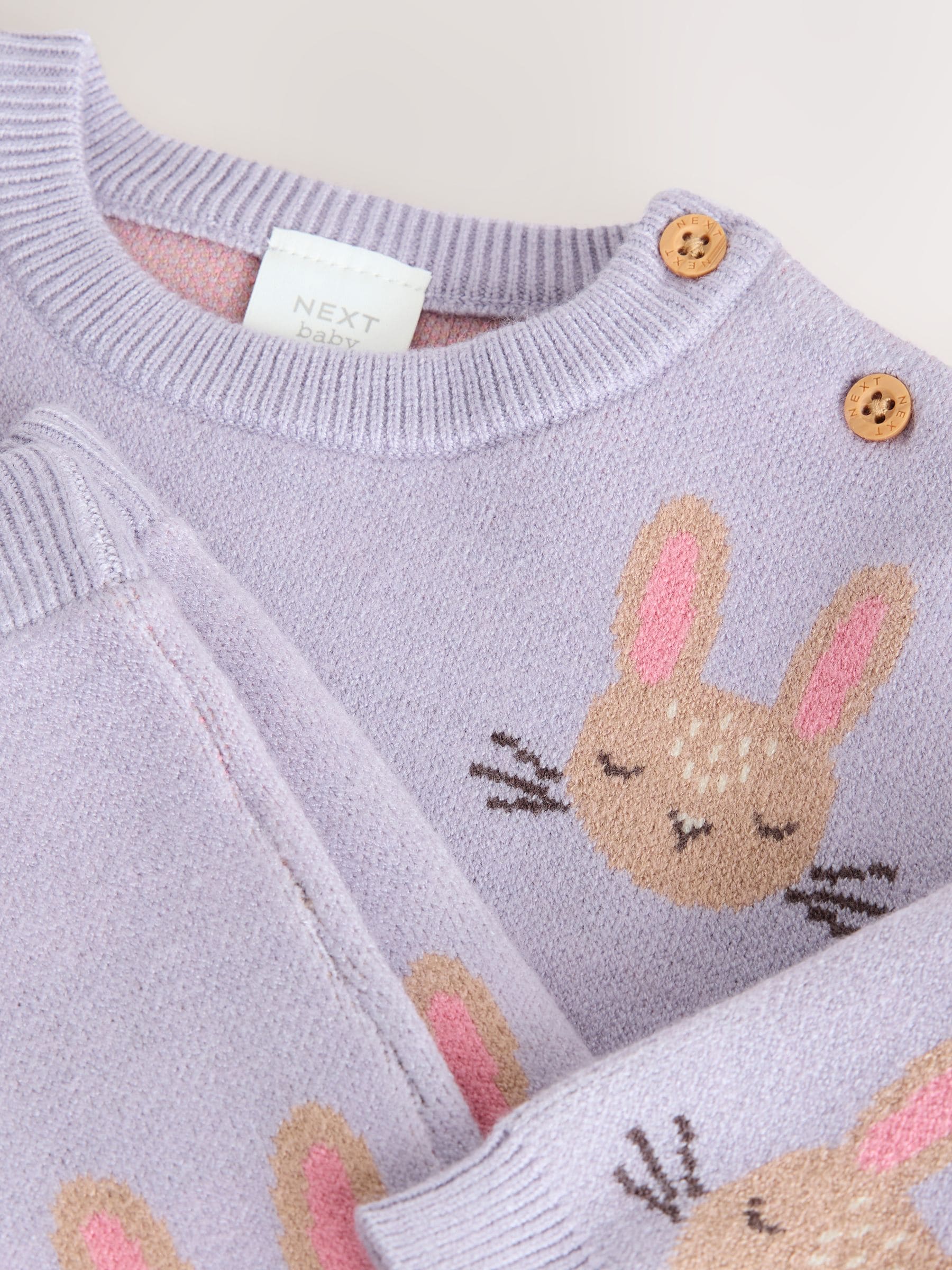 Purple Rabbit Baby Knitted Jumper and Leggings Set 2 Piece (0mths-2yrs) image 4