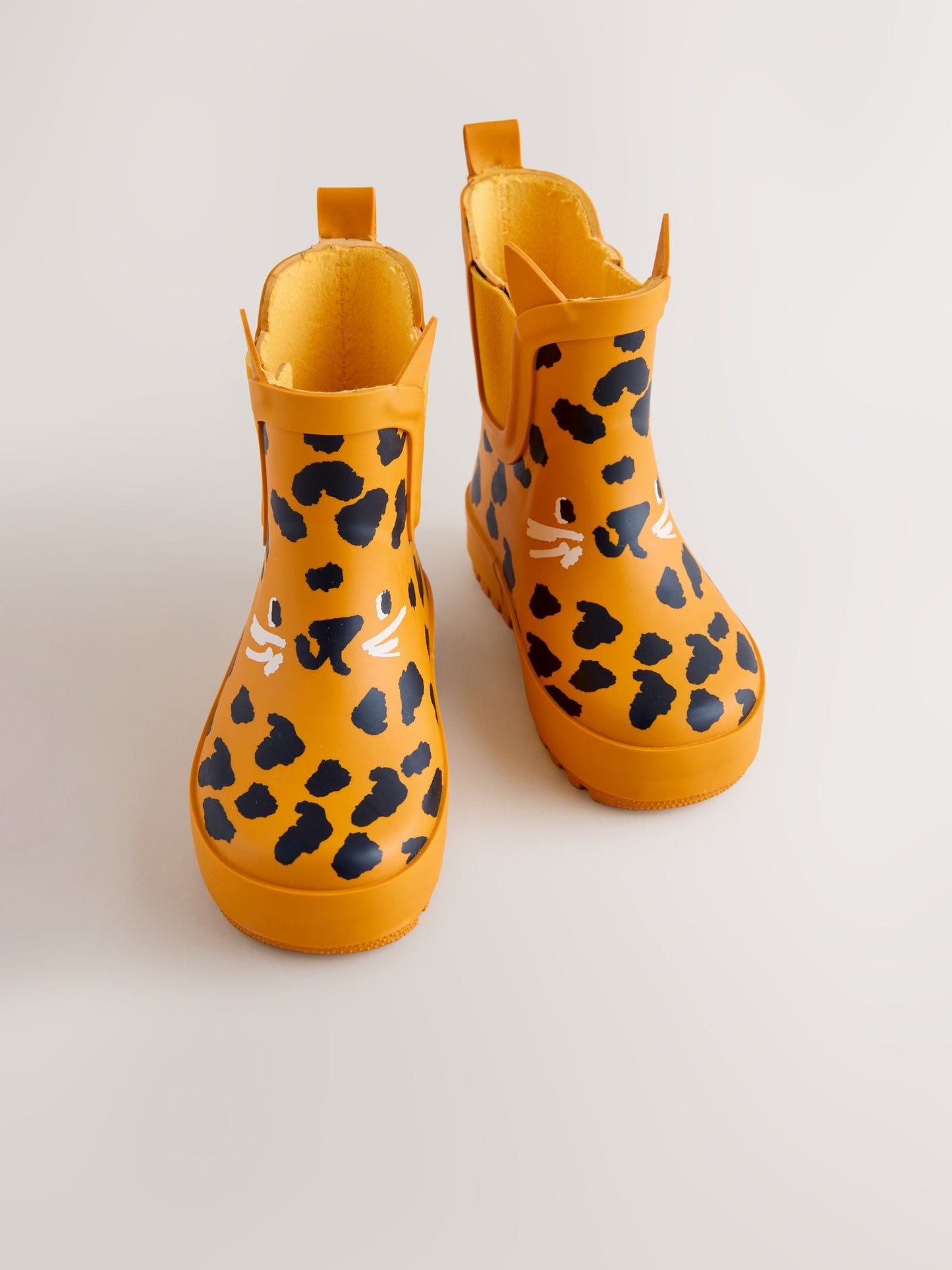 Yellow Leopard Print Warm Lined Ankle Wellies image 4