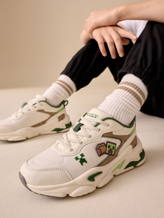 White Minecraft Elastic Lace Trainers image 2