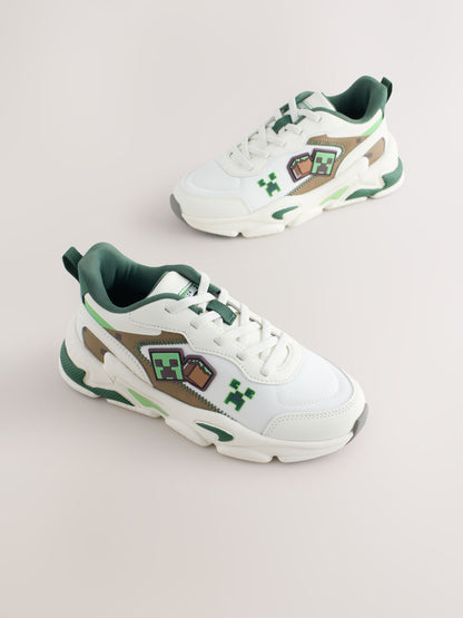 White Minecraft Elastic Lace Trainers image 4