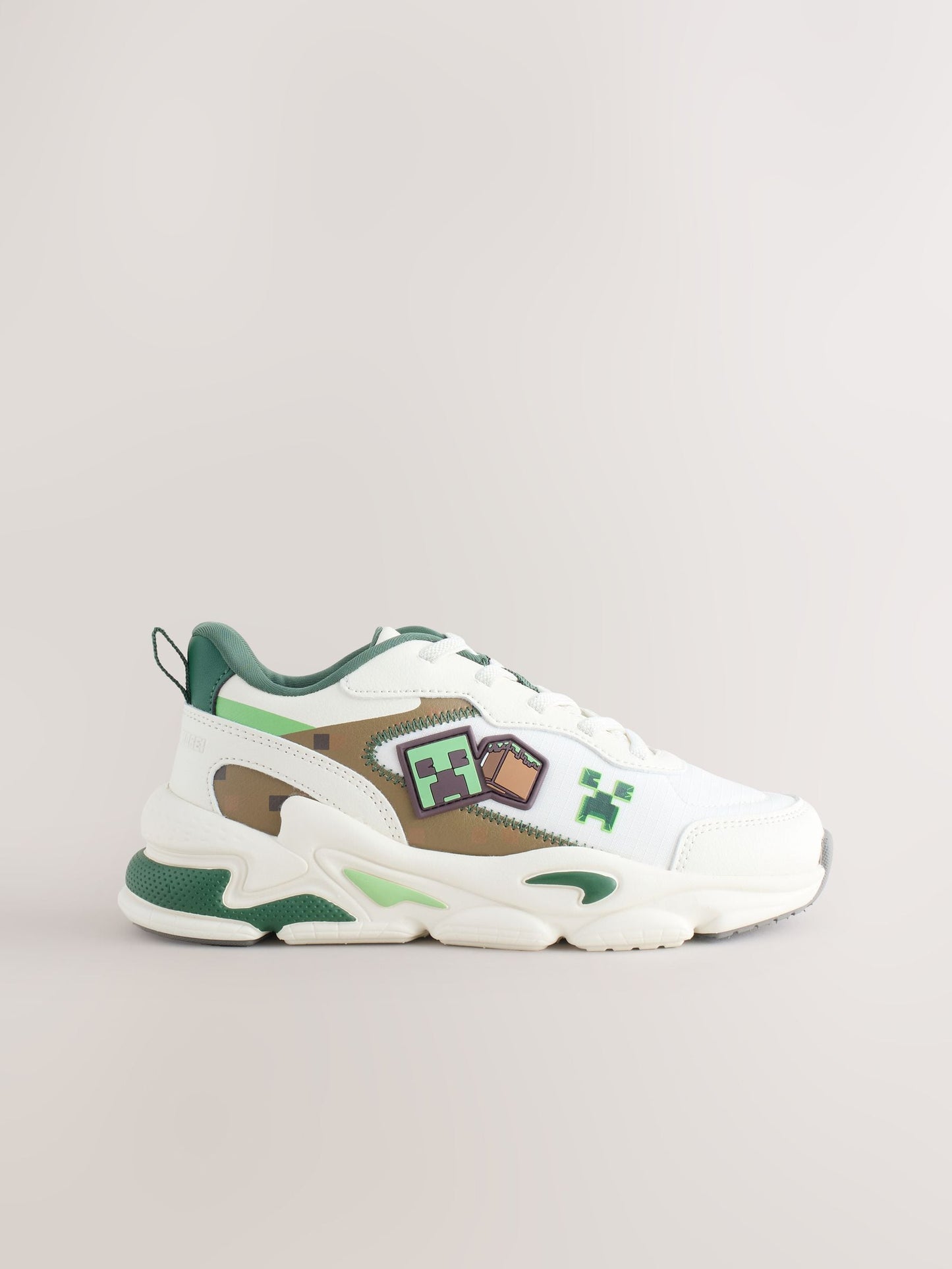 White Minecraft Elastic Lace Trainers image 5