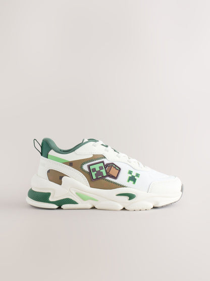 White Minecraft Elastic Lace Trainers image 5