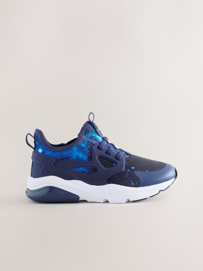 Blue Galaxy Standard Fit (F) Elastic Lace Trainers image 2