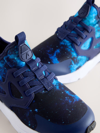 Blue Galaxy Standard Fit (F) Elastic Lace Trainers image 3