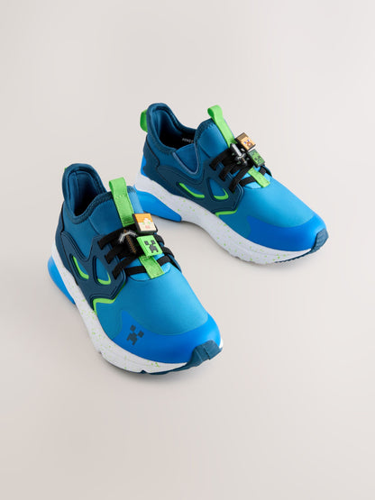Blue Standard Fit (F) Minecraft Elastic Lace Trainers image 5