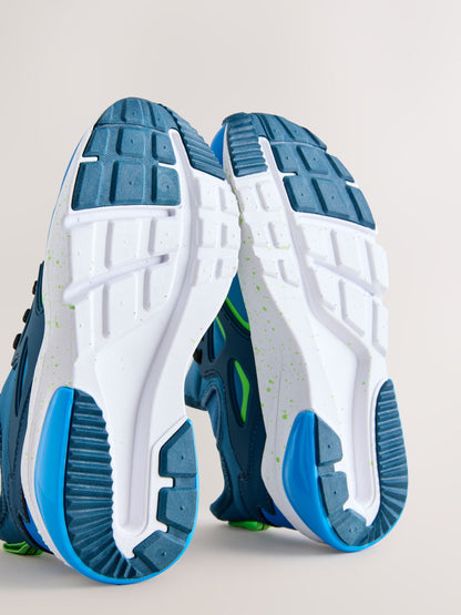 Blue Standard Fit (F) Minecraft Elastic Lace Trainers image 8