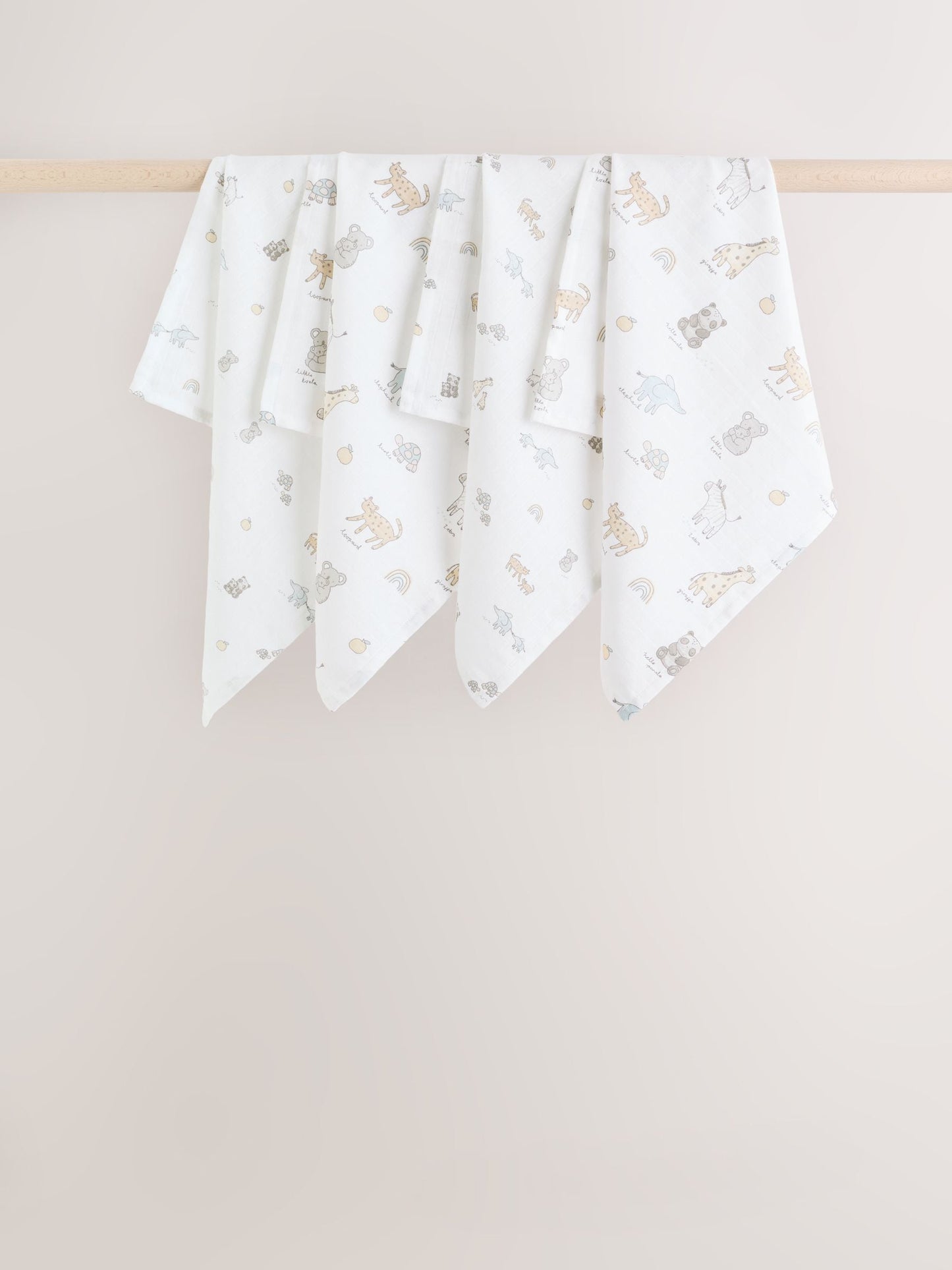 Neutral/Pink Mini Jungle Baby Muslin Cloths 4 Pack image 1