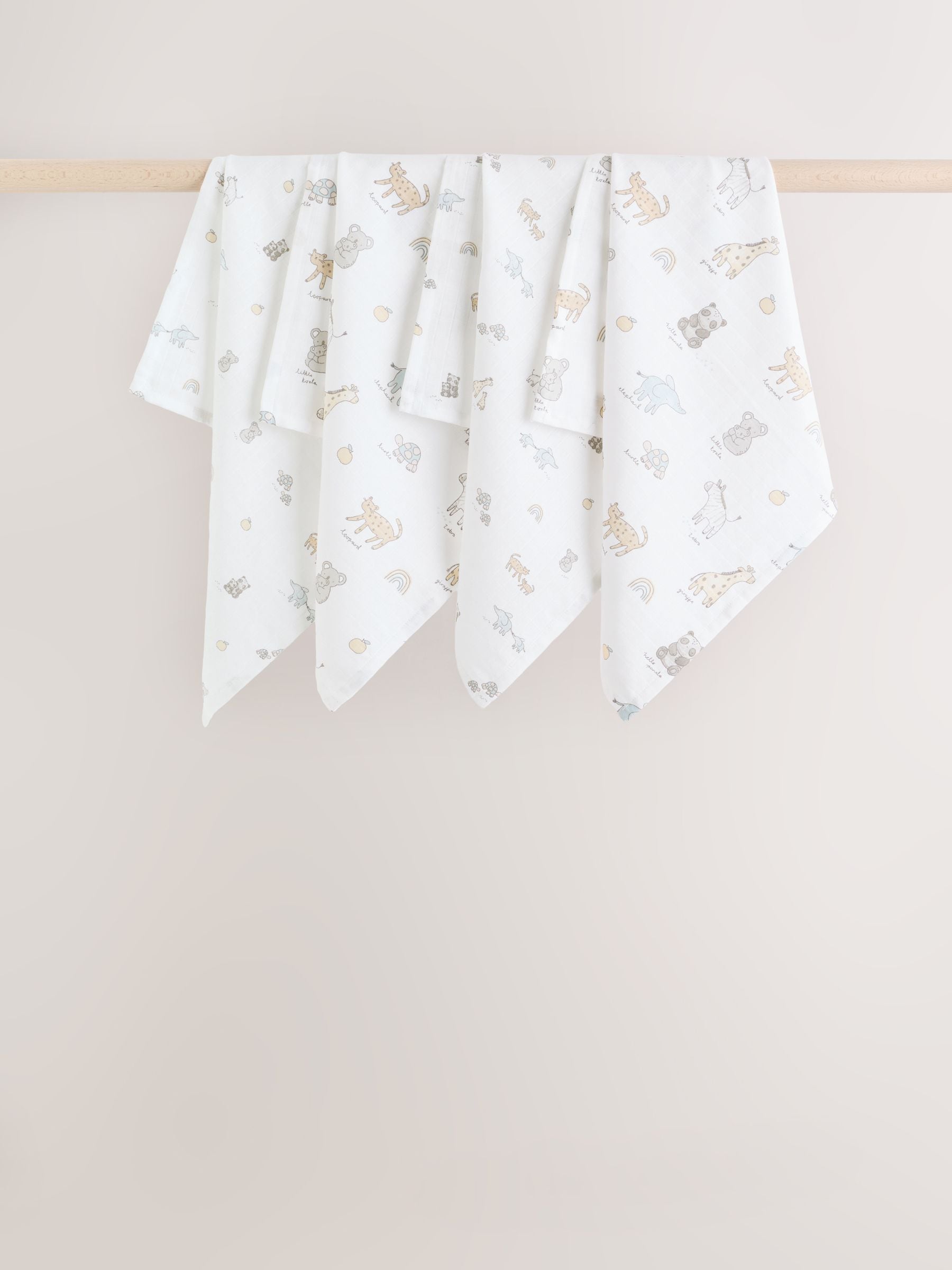 Neutral/Pink Mini Jungle Baby Muslin Cloths 4 Pack image 1