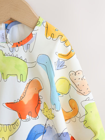 Blue Dinosaurs Weaning And Feeding Sleeved Bib image 3