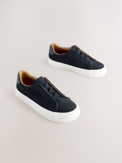 Navy Standard Fit (F) Elastic Lace Smart Trainers image 1