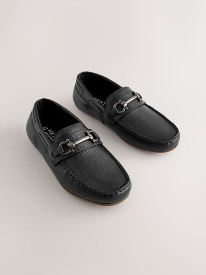 Black Leather Snaffle Standard Fit (F) Loafers image 1