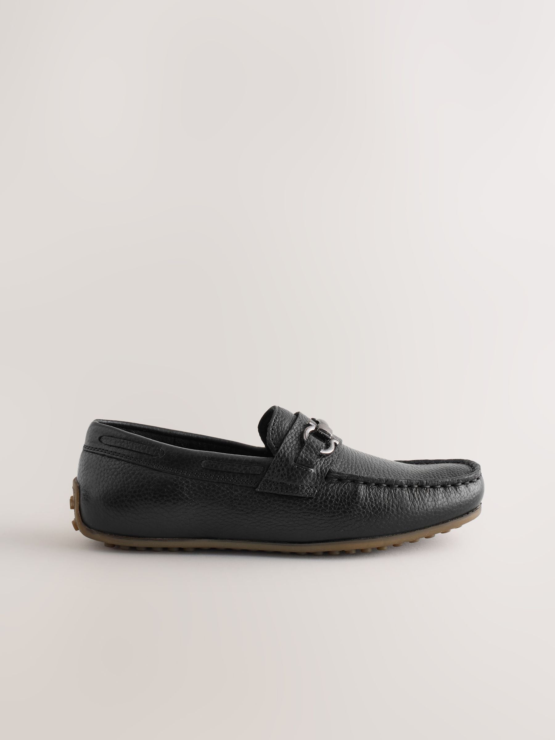 Black Leather Snaffle Standard Fit (F) Loafers image 2