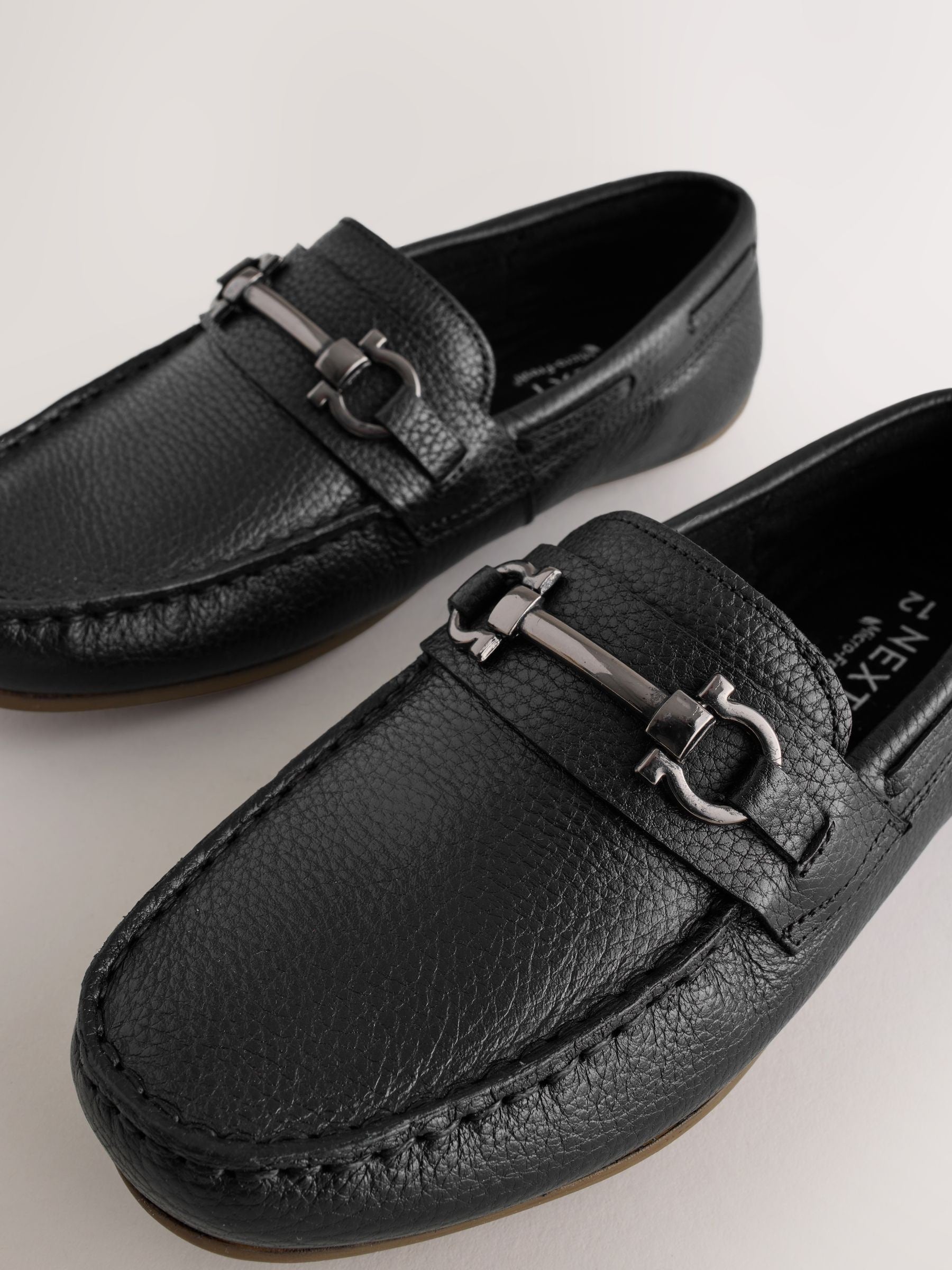 Black Leather Snaffle Standard Fit (F) Loafers image 3