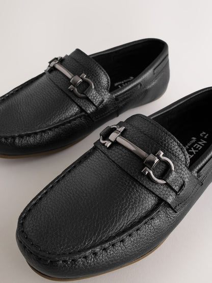 Black Leather Snaffle Standard Fit (F) Loafers image 3