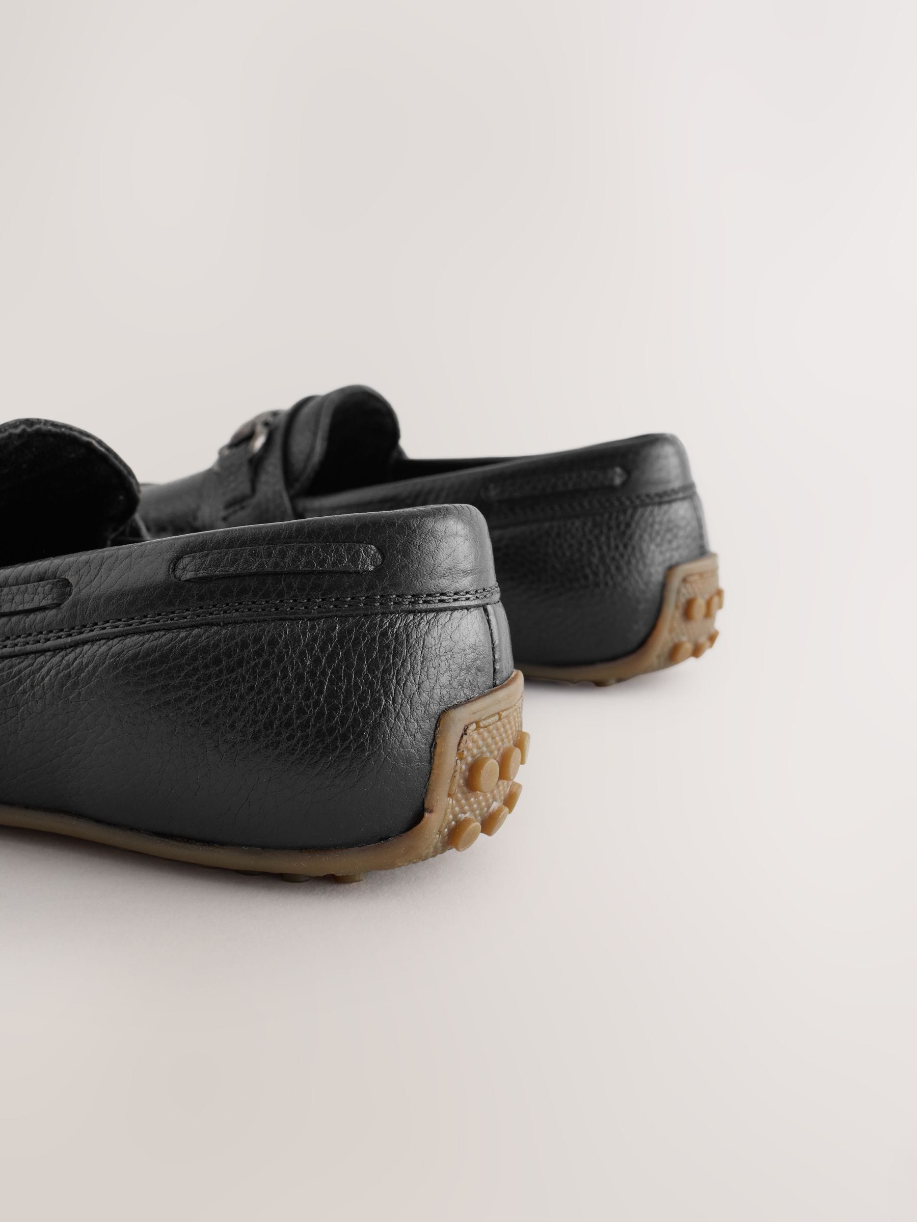 Black Leather Snaffle Standard Fit (F) Loafers image 4