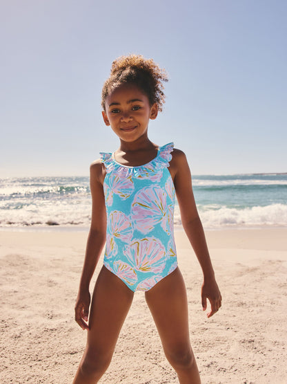 Dsiney Kidz - Blue Shell Frill Swimsuit (3-16yrs) image 2